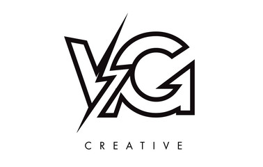 VG Letter Logo Design With Lighting Thunder Bolt. Electric Bolt Letter Logo