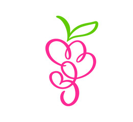 Fototapeta premium Vector hand drawn Bunch of grapes outline doodle icon fruit. Bunch of grapes sketch illustration for logo, print, web, mobile and infographics isolated on white background