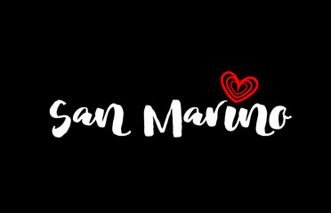 San Marino city on black background with red heart for logo icon design