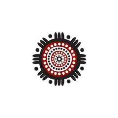 Aboriginal art dots painting icon logo design vector template