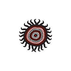 Aboriginal art dots painting icon logo design vector template