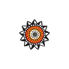 Aboriginal art dots painting icon logo design vector template
