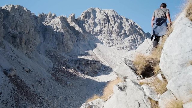 Hiking in the Albanian Alps and the untouched nature of Europe. A summer day in the mountains