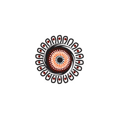 Aboriginal art dots painting icon logo design vector template