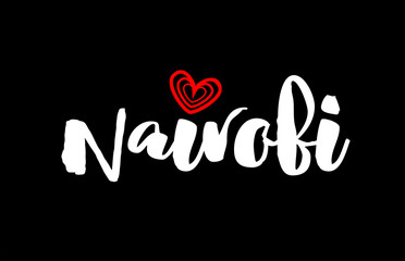 Nairobi city on black background with red heart for logo icon design
