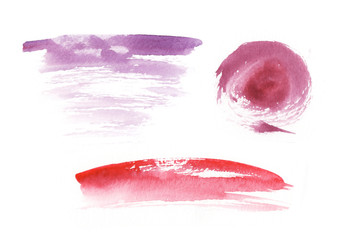 Obraz premium Watercolor hand drawn abstract brushstrokes illustration set isolated on background