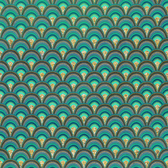 abstract background, mint green and gold scales texture