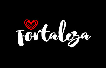 Fortaleza city on black background with red heart for logo icon design