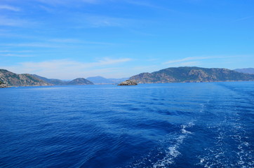 Fototapeta na wymiar Cruise on the ship on the amazing Aegean Sea