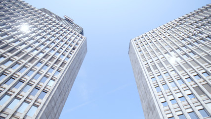 Twin towers under the blue sky