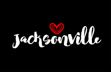 jacksonville city on black background with red heart for logo icon design