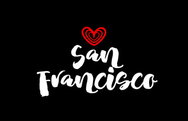 san francisco city on black background with red heart for logo icon design