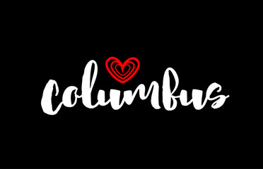 columbus city on black background with red heart for logo icon design