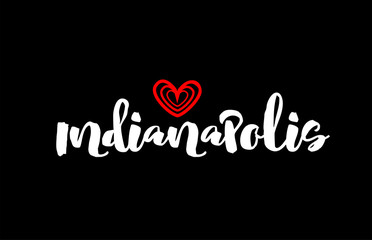 Fototapeta na wymiar indianapolis city on black background with red heart for logo icon design