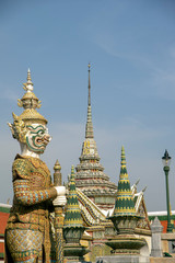 Fototapeta premium Demon guardians at the Temple of the Emerald Buddha, Grand Palace, Bangkok, Thailand