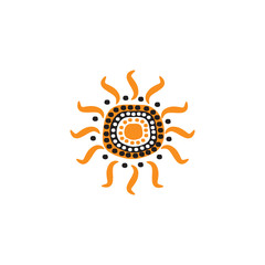 Aboriginal art dots painting icon logo design vector template