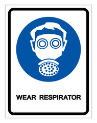 Wear Respirator Symbol Sign,Vector Illustration, Isolated On White Background Label. EPS10
