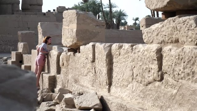 Lady exploring Karnak Temple in Luxor