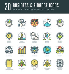 Line icons set trendy modern flat thin linear stroke vector business and finance concept.