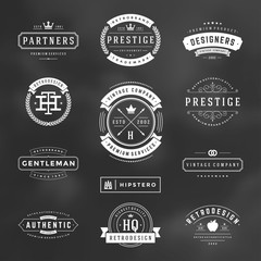 Retro vintage badges and logos set vector design elements