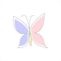 mono line butterfly vector with colorful concept