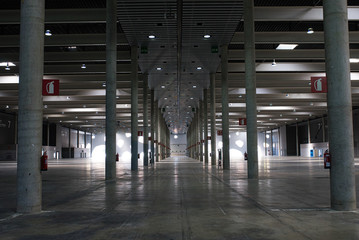 The interior of one pavilions of the Fira Barcelona exhibition center 