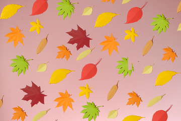 Leaves of paper fall red, orange, yellow leaf fall.