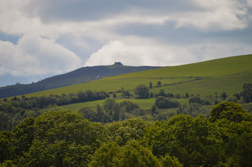 Moel Famau as seen in the distance from Moel y Parc mountain in North East Wales