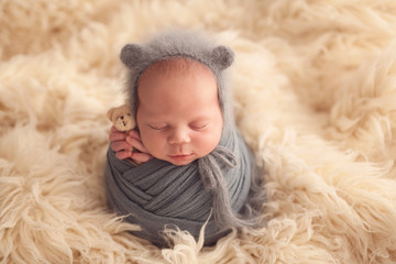 Cute newborn baby boy sleeping