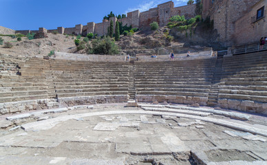 Orchestra or Stage of Roman Theater of Malaga, Andalusia, Spain