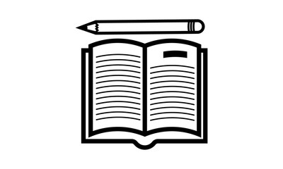 Book and pencil icon for education and writing concepts