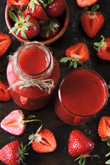 Fresh strawberry smoothie. Summer detox with strawberries.