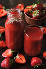 Fresh strawberry smoothie. Summer detox with strawberries.