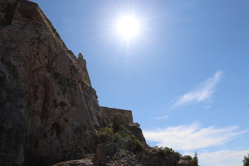 Ancient Acropolis of Athens under the scorching sun. Location: Acropolis of Athens, Greece