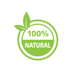 100% natural green lettering sticker.