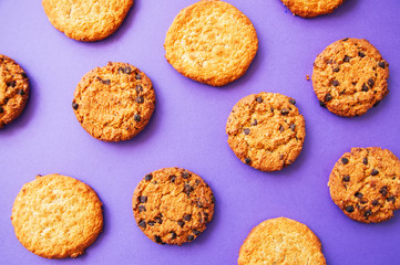 Assorted American traditional old fashioned cookies. Top view.