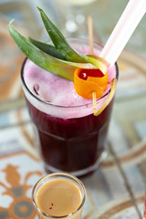 Colorful cocktails on top of the bar, summer coctails