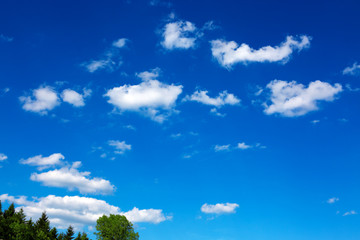 Clouds and blue sky background with copy space.