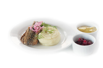 Sill och Mos. Swedish fried herring and mash.