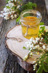 Acacia honey and flowering acacia