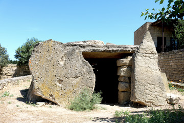 Ancient dolmen or cromlech  in the Azerbaijan. A type of single-chamber megalithic tomb. Archeology megalithic structure