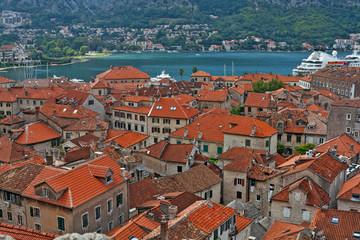 top view of the old town of Kotor