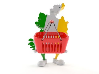 Ireland character holding empty shopping basket