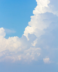 White clouds with blue sky background.