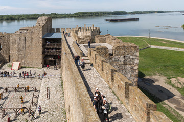 Fototapeta premium The Courtyard of the Smederevo fortress, standing on the banks of the Danube River in the town of Smederevo in Serbia.