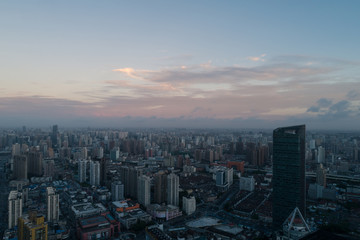 Naklejka na ściany i meble aerial view of HuangPu district, Shanghai, at dawn