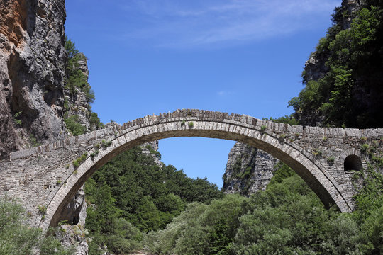 kokkori old stone bridge landscape Zagoria Epirus Greece