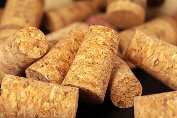 Close up of cork wine on a wooden table