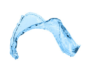 blue color water splash isolated on white background, studio photo
