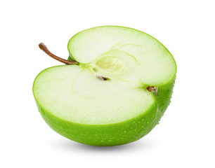half green  apple isolated on white background. full depth of field